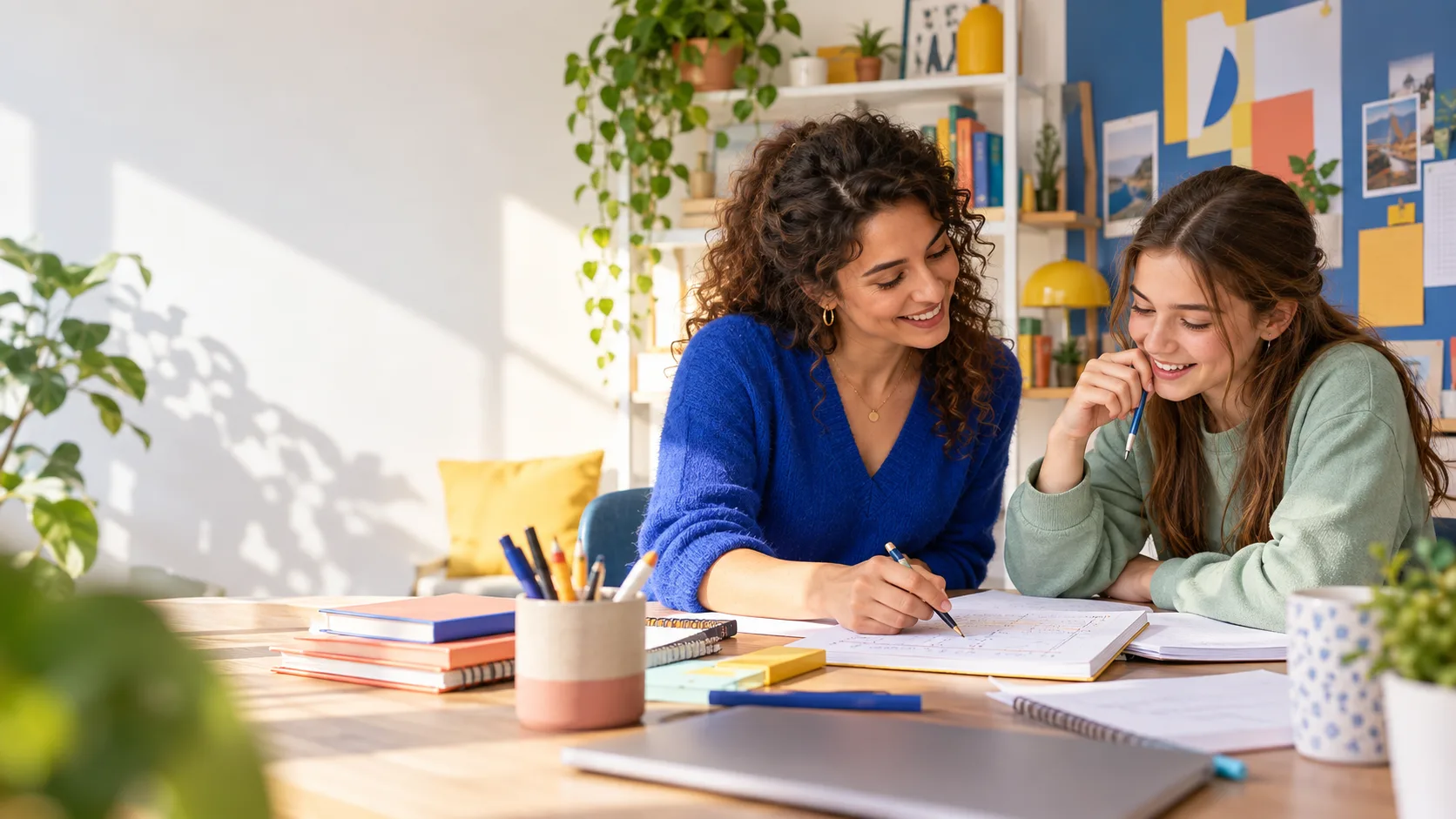 Paloma accompagne une élève en mathématiques